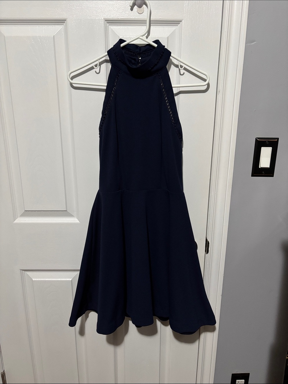 NWOT B. Darlin Navy Halter Fit-and-Flare Dress